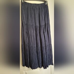 Navy Blue Polka Dot Women's Skirt One Size Flowy Western Boho Casual Dainty